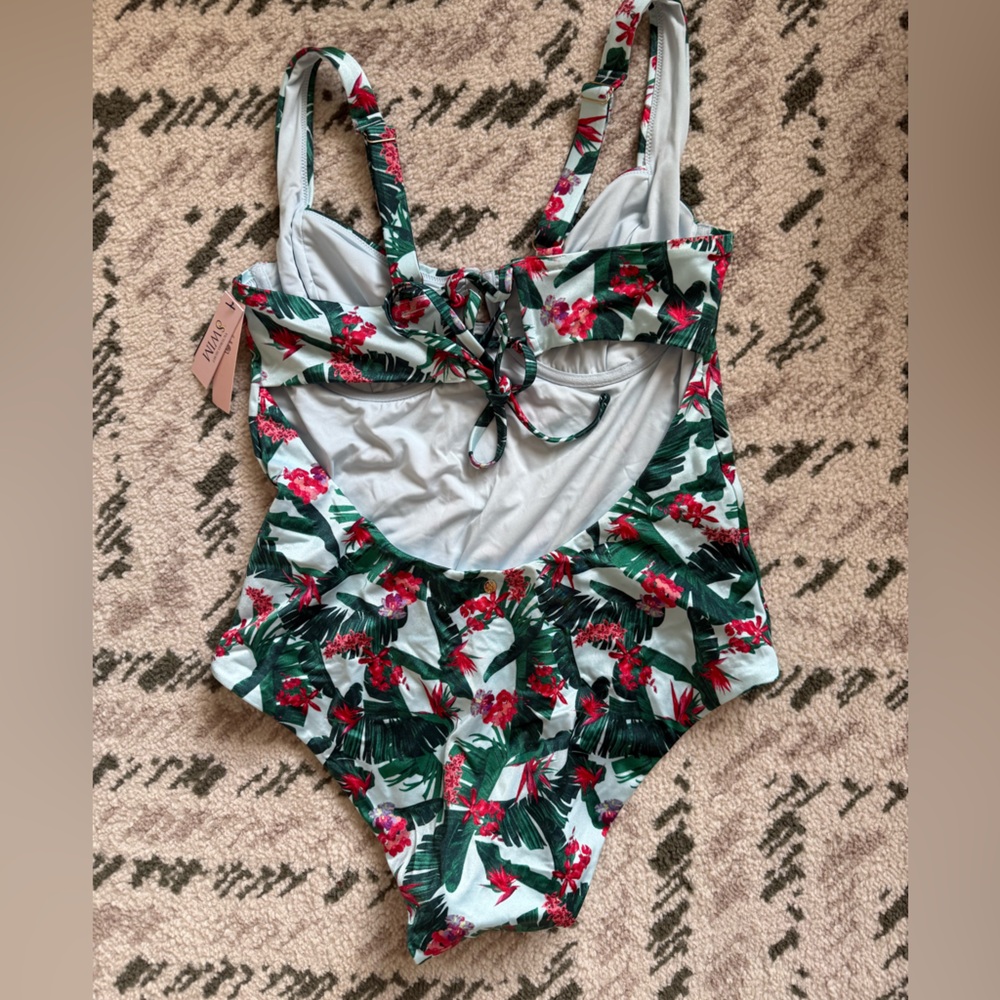 NWT Victoria's Secret Tropical Floral One-Piece Swimsuit XL - Picture 2 of 3